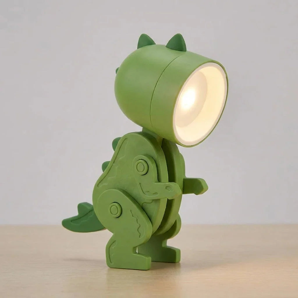 Dinosauruslamp opgevouwen voor eenvoudig opbergen of meenemen