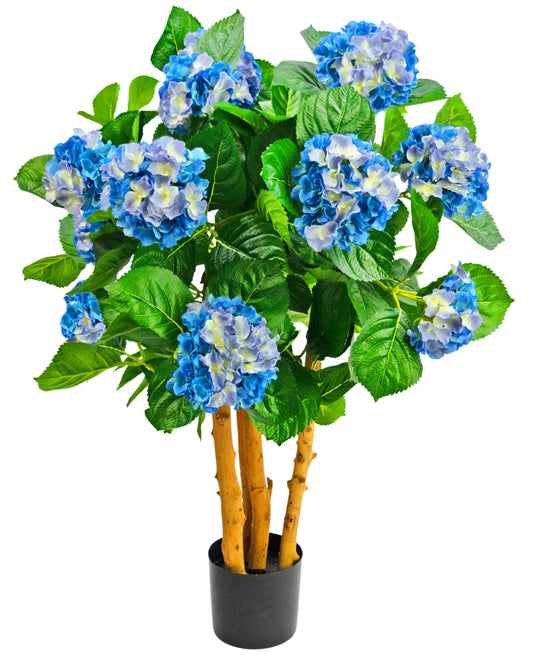 Kunstmatige hortensia plant van 85 cm in het blauw