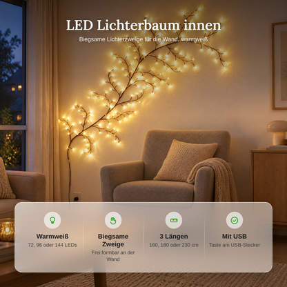 LED-lichtboom met verlichte takken, USB-aansluiting en warmwit licht