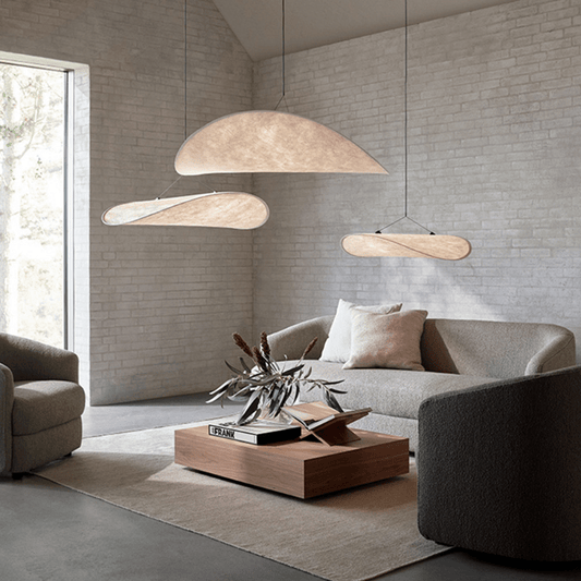 Verfijnde Japandi Stijl Zijden Hanglamp Kroonluchter voor een Chic Interieur