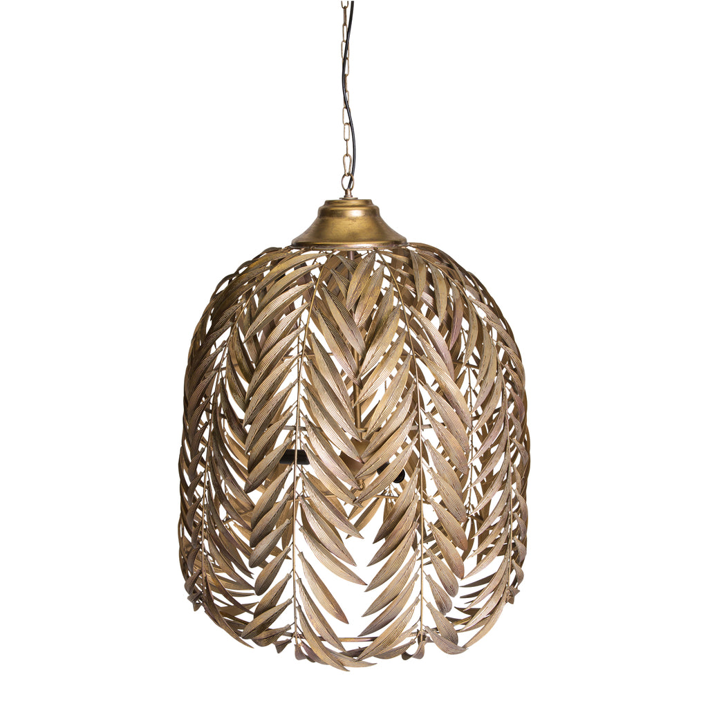 mea gouden metalen hanglamp met lange palmbladeren l