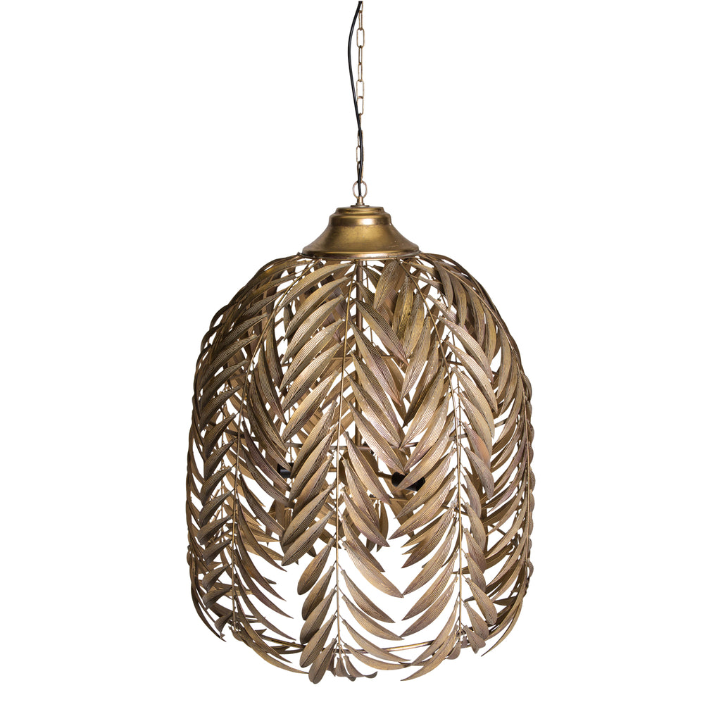 mea gouden metalen hanglamp met lange palmbladeren l