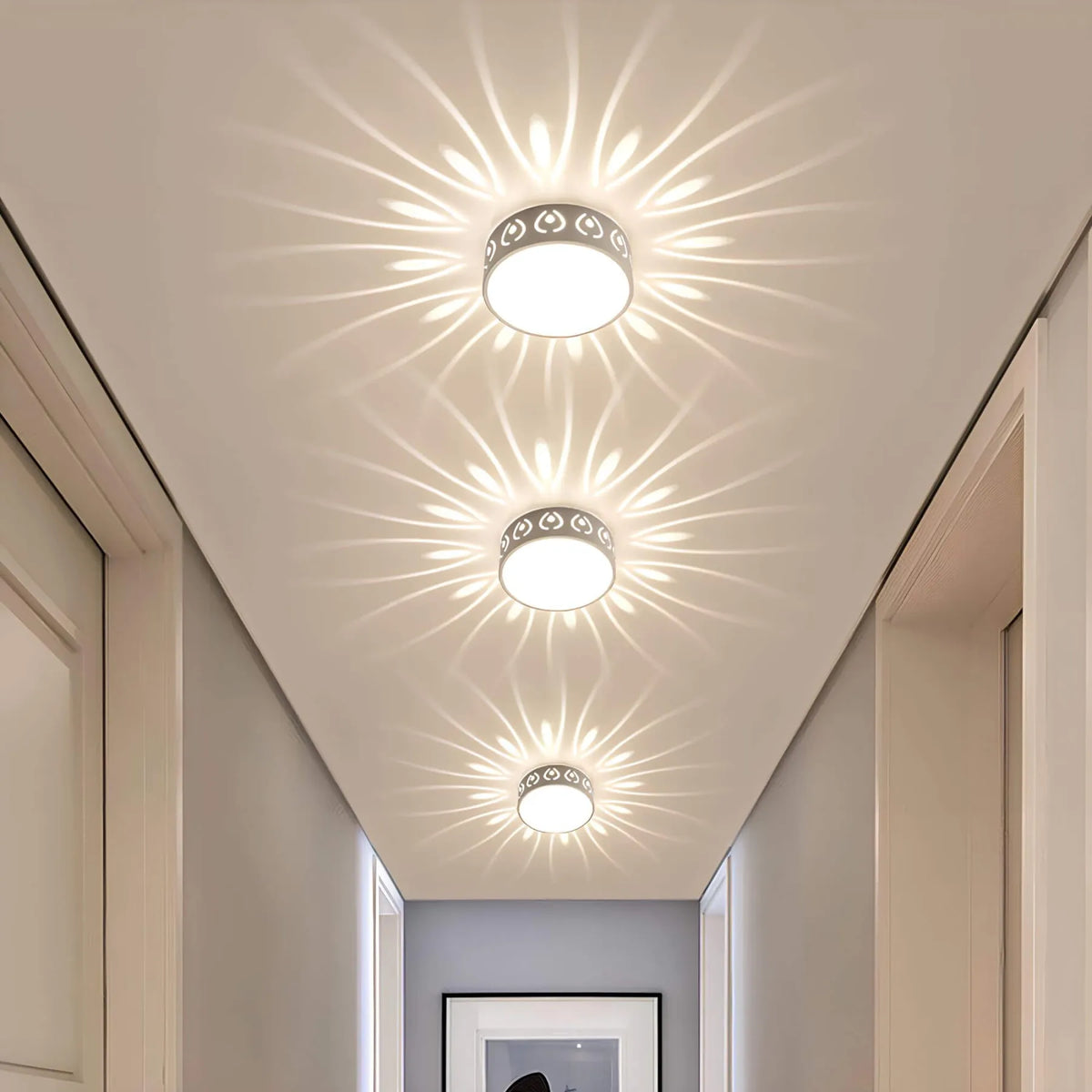led plafondlamp met decoratief kristalacryl lichtpatroon aan het plafond