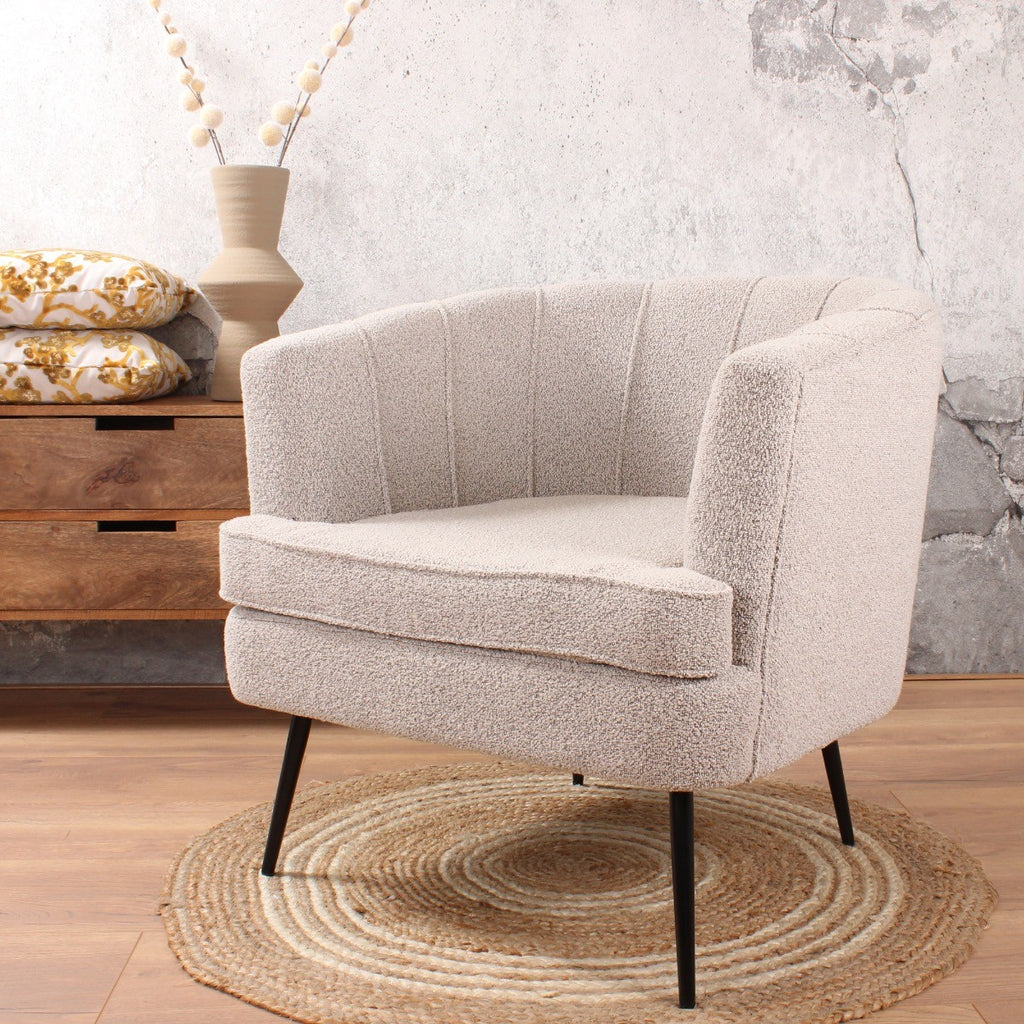 norah fauteuil bouclé beige