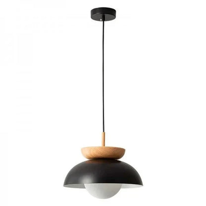 Strakke Scandinavische hanglamp van halfhout voor een moderne uitstraling