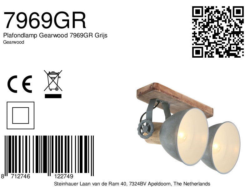 plafondlamp gearwood 7969gr grijs