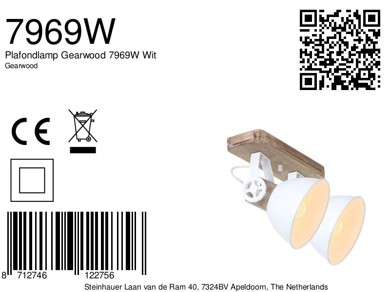 plafondlamp gearwood 7969w wit