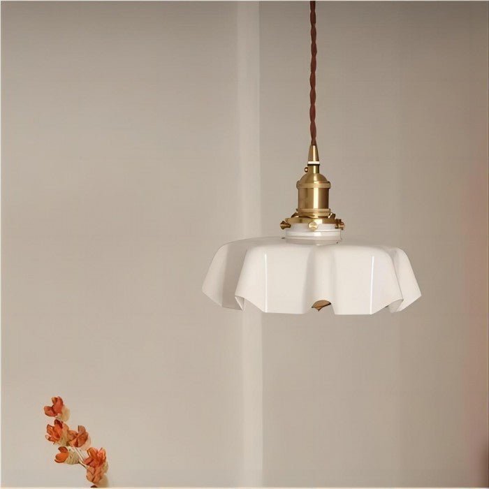 vintage crème kleurige glazen bloem hanglamp