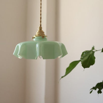 Vintage Crème Kleurige Glazen Bloem Hanglamp