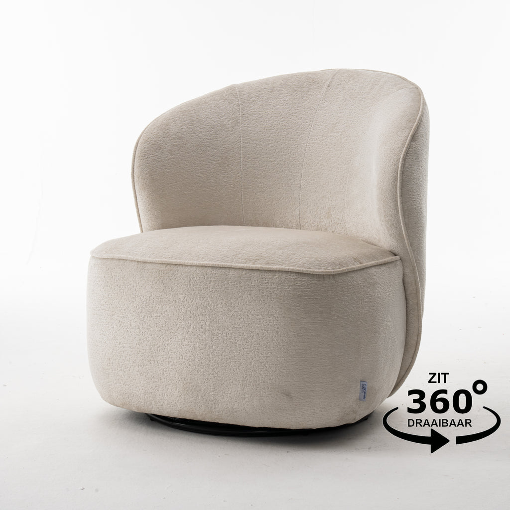 sammy draaifauteuil stof loris #01 crème