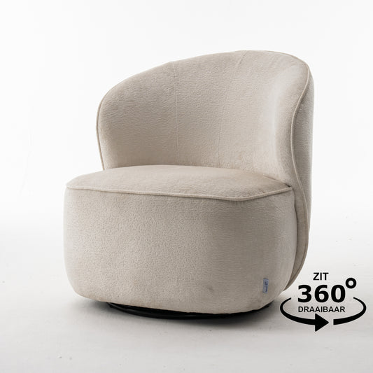 Sammy Draaifauteuil Stof Loris #01 Crème