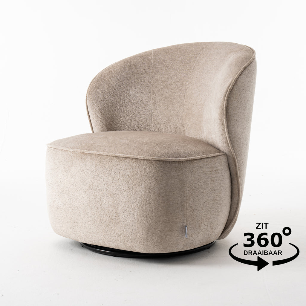 sammy draaifauteuil stof loris #05 beige