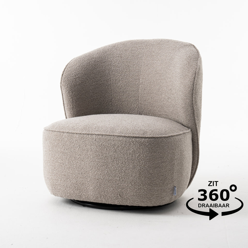 sammy draaifauteuil stof teddy #01 natuurlijk