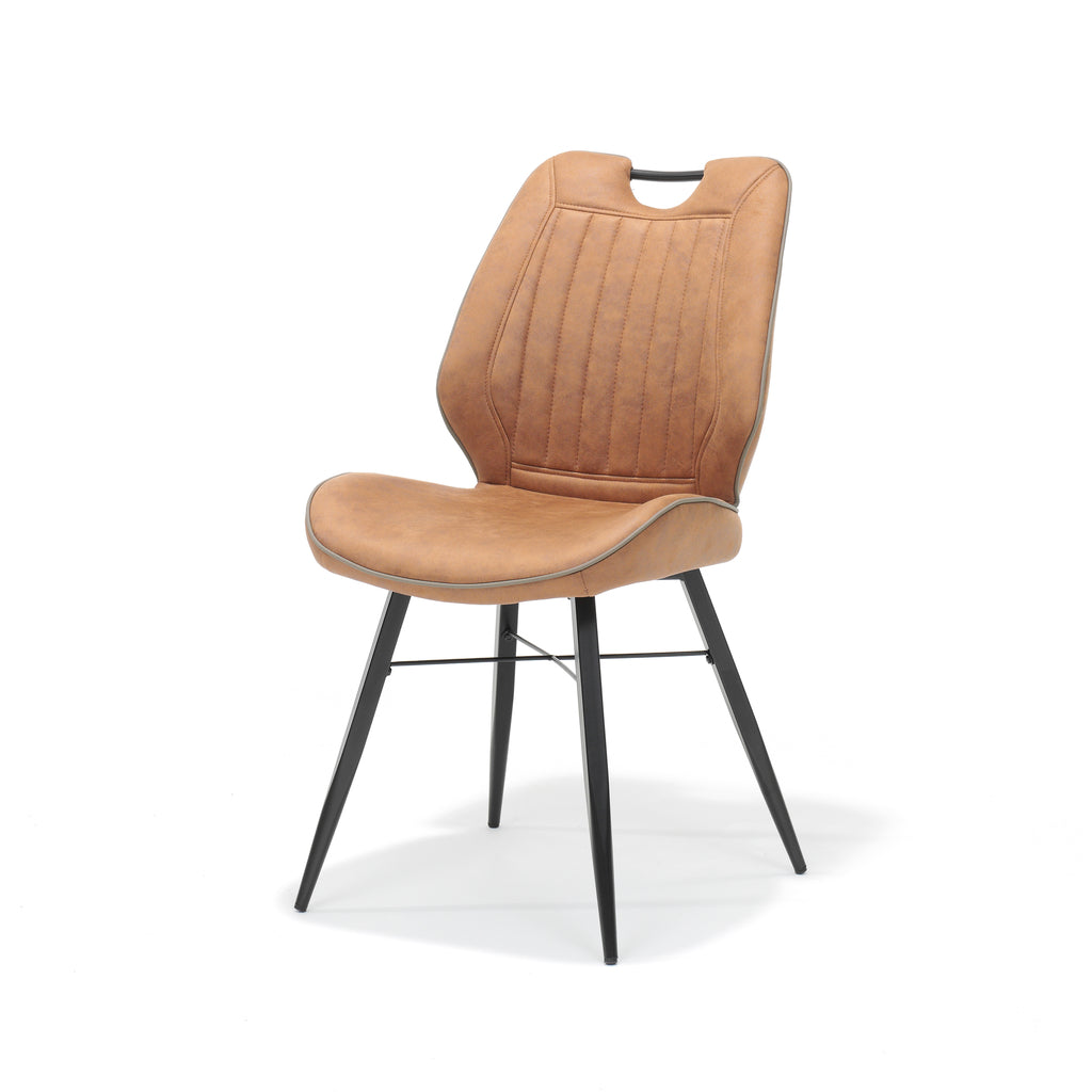 chair quattro black fabric soft cognac