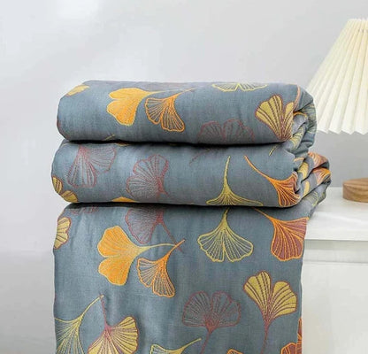 Omkeerbaar plaid met bladpatroon voor een knus interieur