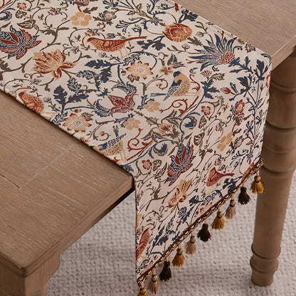 Jacquard tafelloper in beige als stijlvolle tafeldecoratie