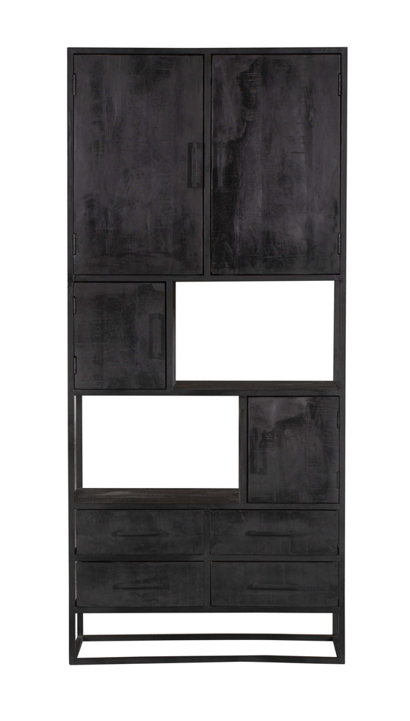 shelf unit denver black | mango wood and steel | 90 cm