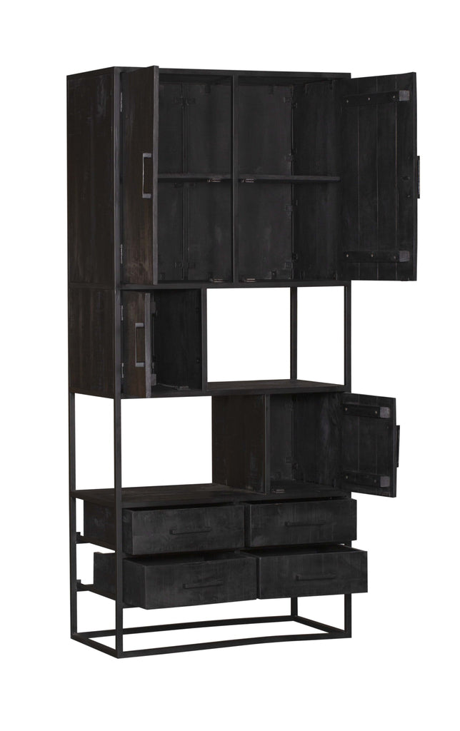 shelf unit denver black | mango wood and steel | 90 cm