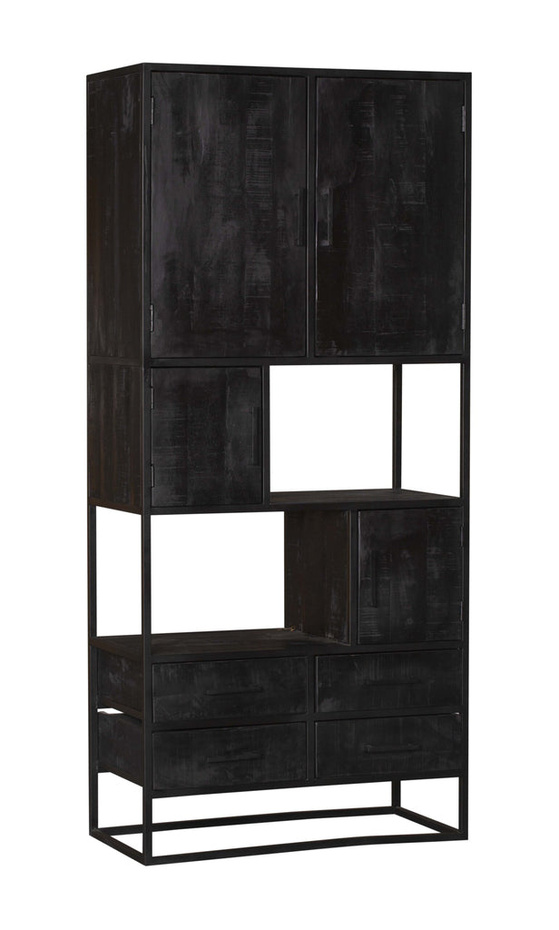 shelf unit denver black | mango wood and steel | 90 cm