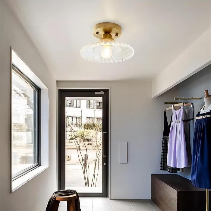 retro ribbelige helder glazen plafondlamp