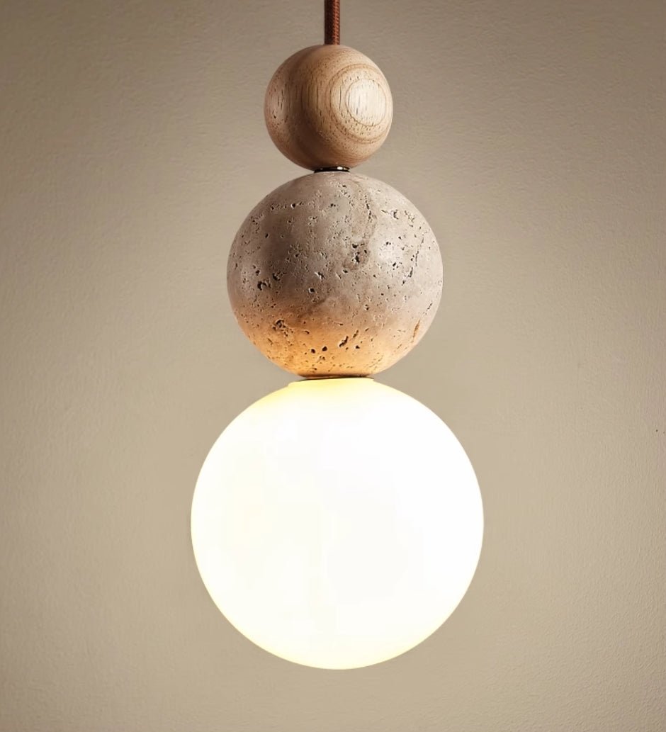 elegante moderne travertin hanglamp met een strakke en eenvoudige uitstraling