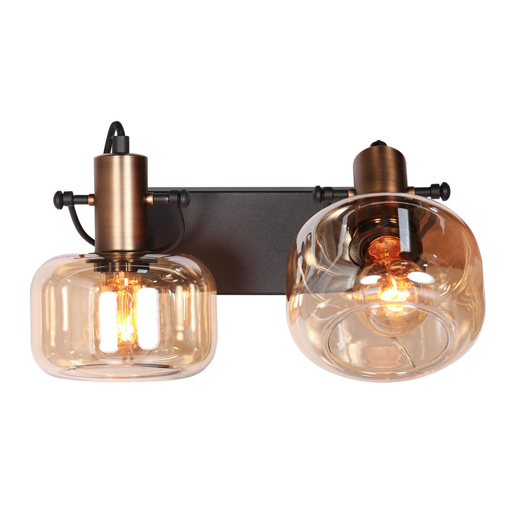 wandlamp glaslic 3865br brons met amber glas