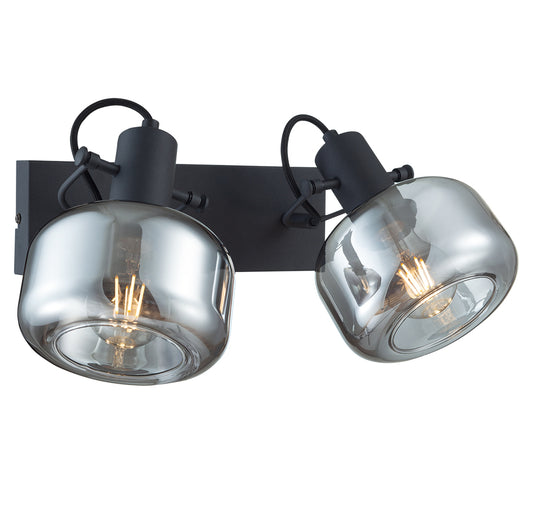 Wandlamp Glaslic 3865ZW zwart met smoke glas