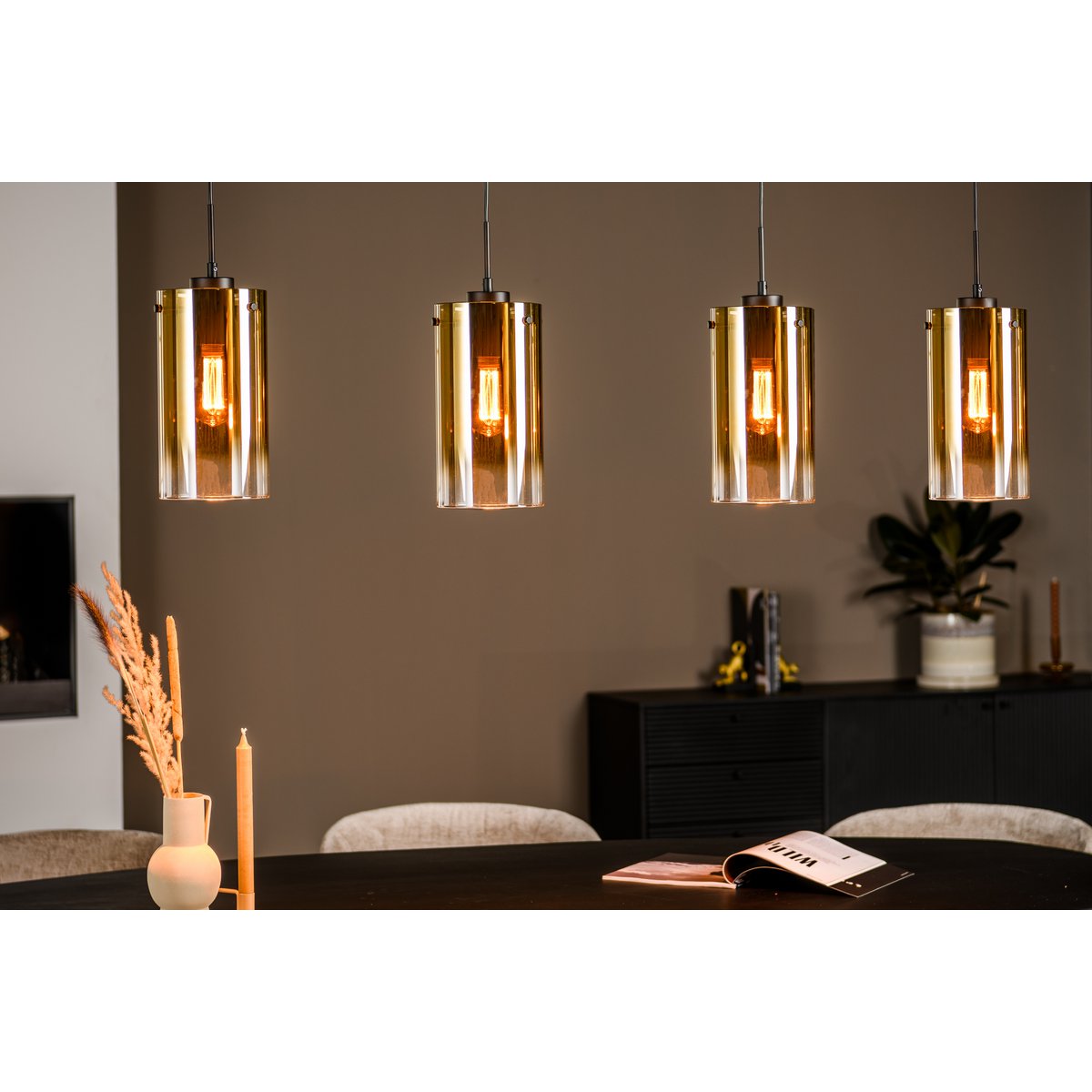 hanglamp, 4-lichts, h850 goud