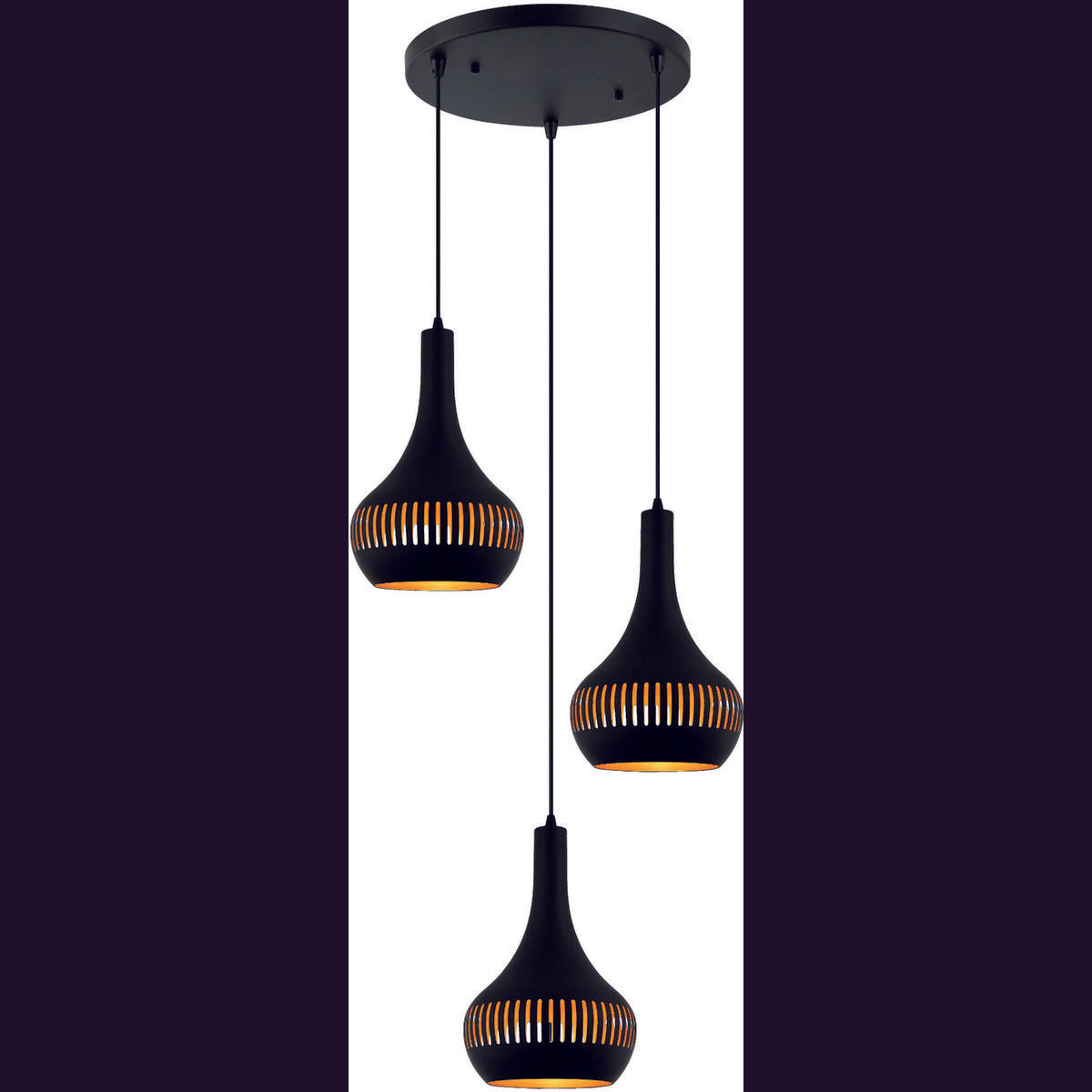 hanglamp, 3-lichts, h340 zwart