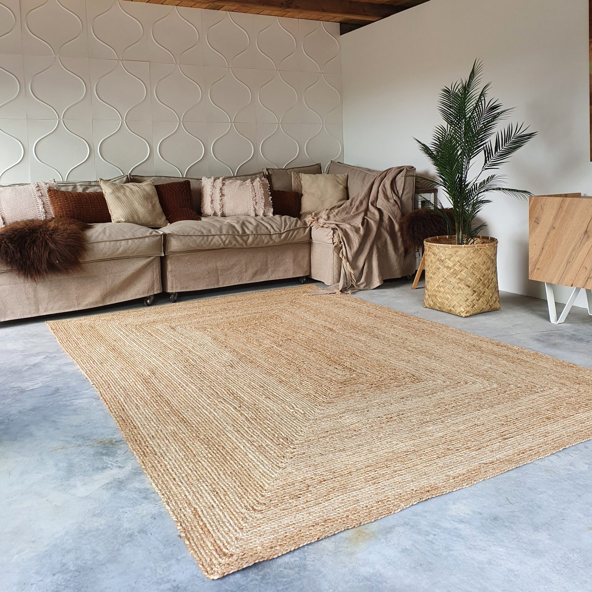 jute rug rectangle natural 200x290cm