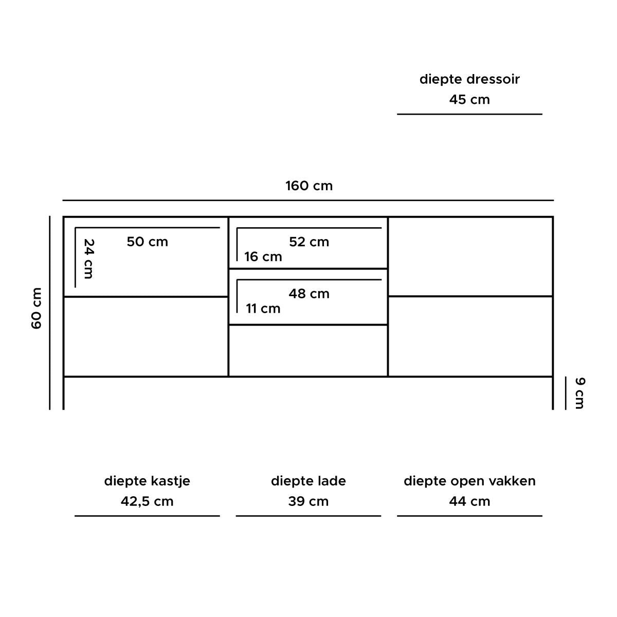 tv dressoir luuk hout 160 cm