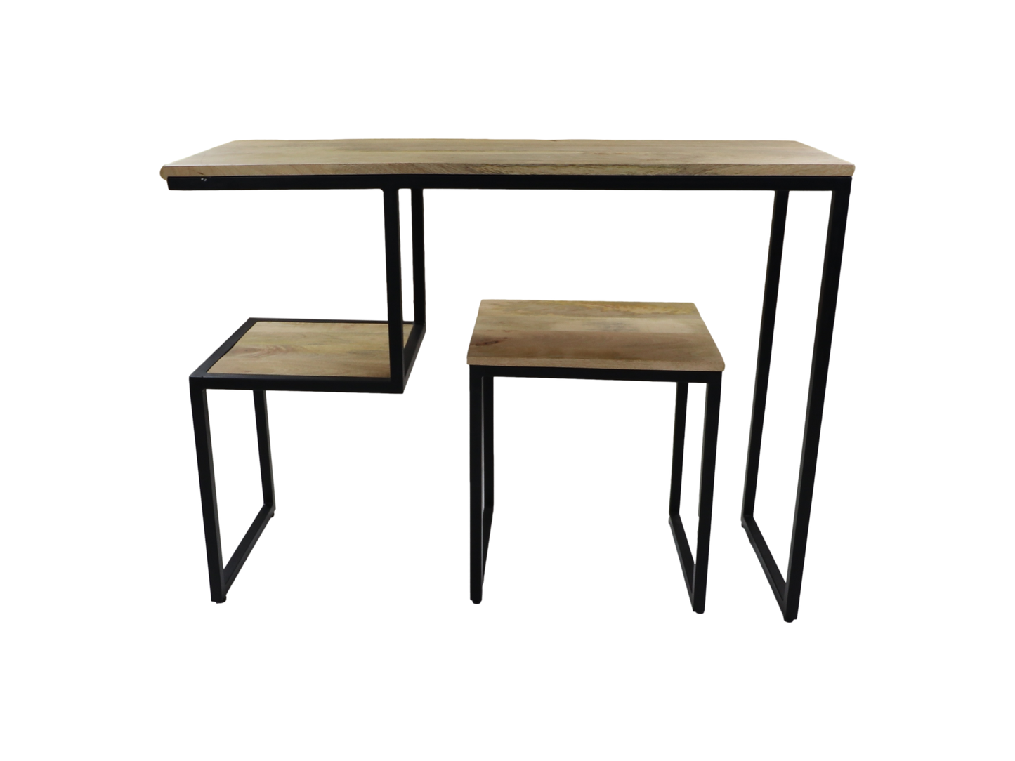 console tafel - 100x35x75 - naturel/zwart - mangohout/ijzer