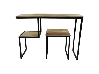 Console tafel - 100x35x75 - Naturel/zwart - Mangohout/ijzer