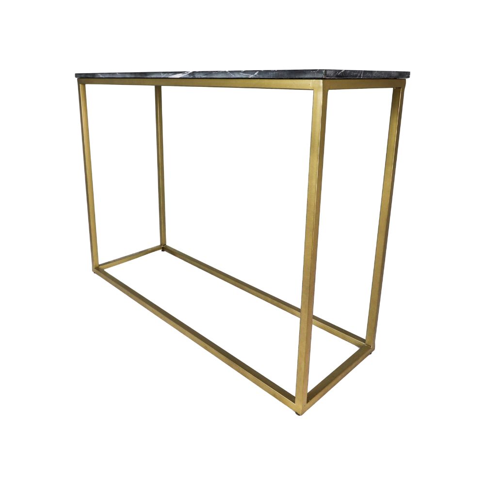 console tafel marseille - 100x35x75 - zwart/goud - marmer/metaal