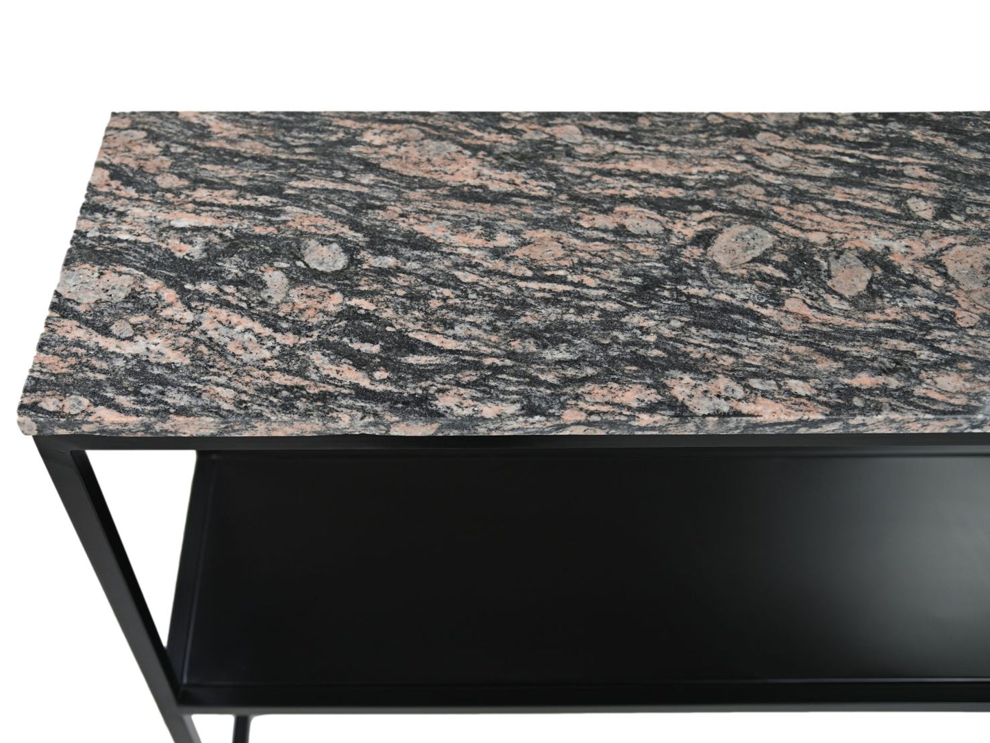 console tafel marseille - 120x32x85 - bruin/zwart - marmer/metaal