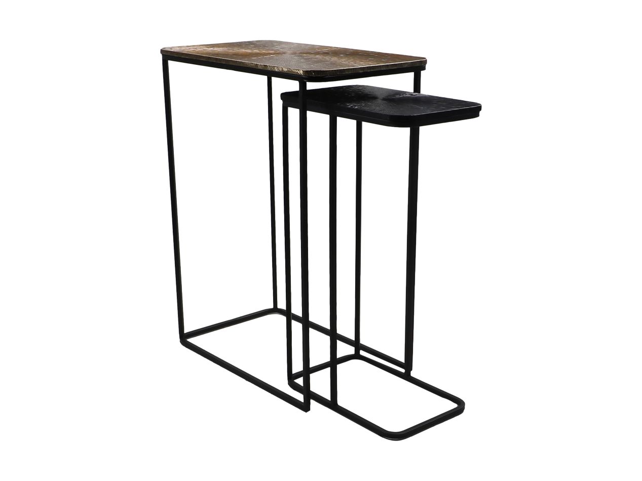 console tafelset fletcher - 60x35x77/40x25x70 - goud/zwart - aluminium/ijzer