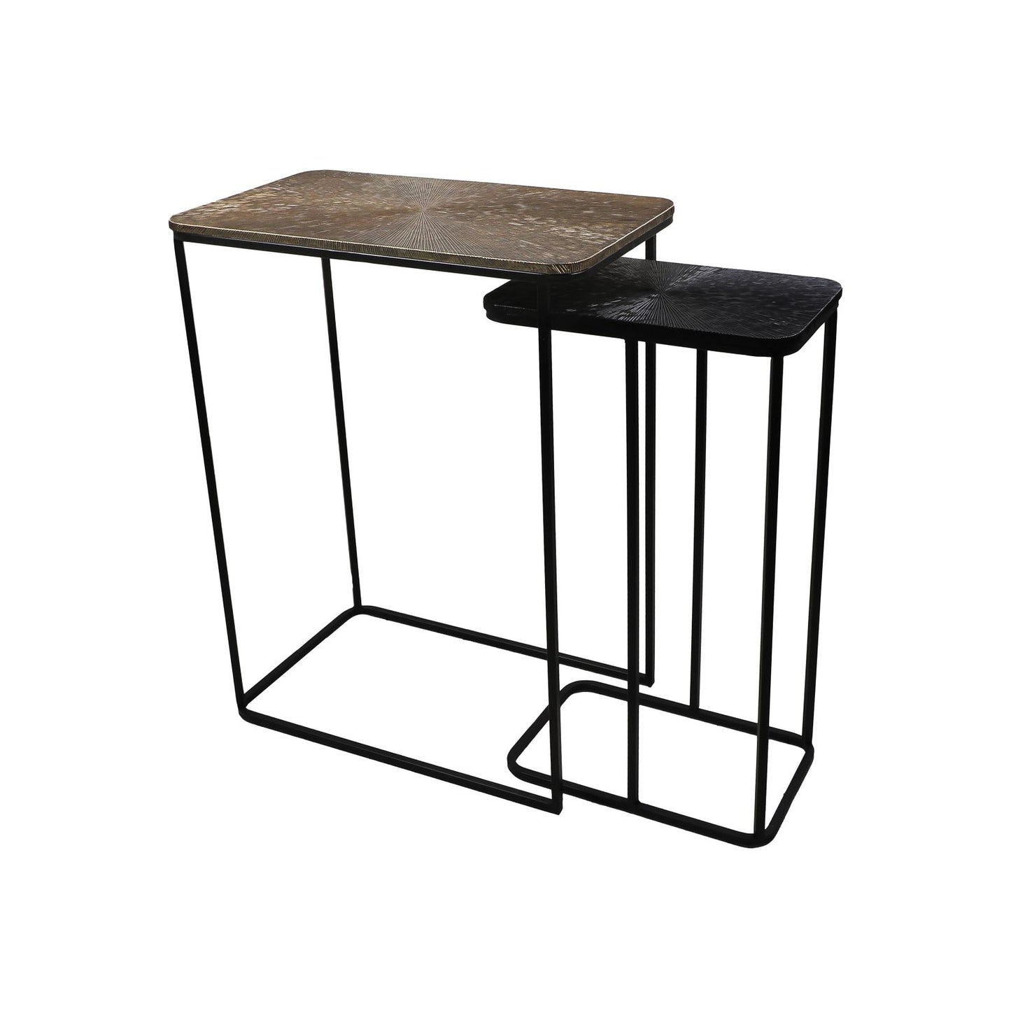 console tafelset fletcher - 60x35x77/40x25x70 - goud/zwart - aluminium/ijzer