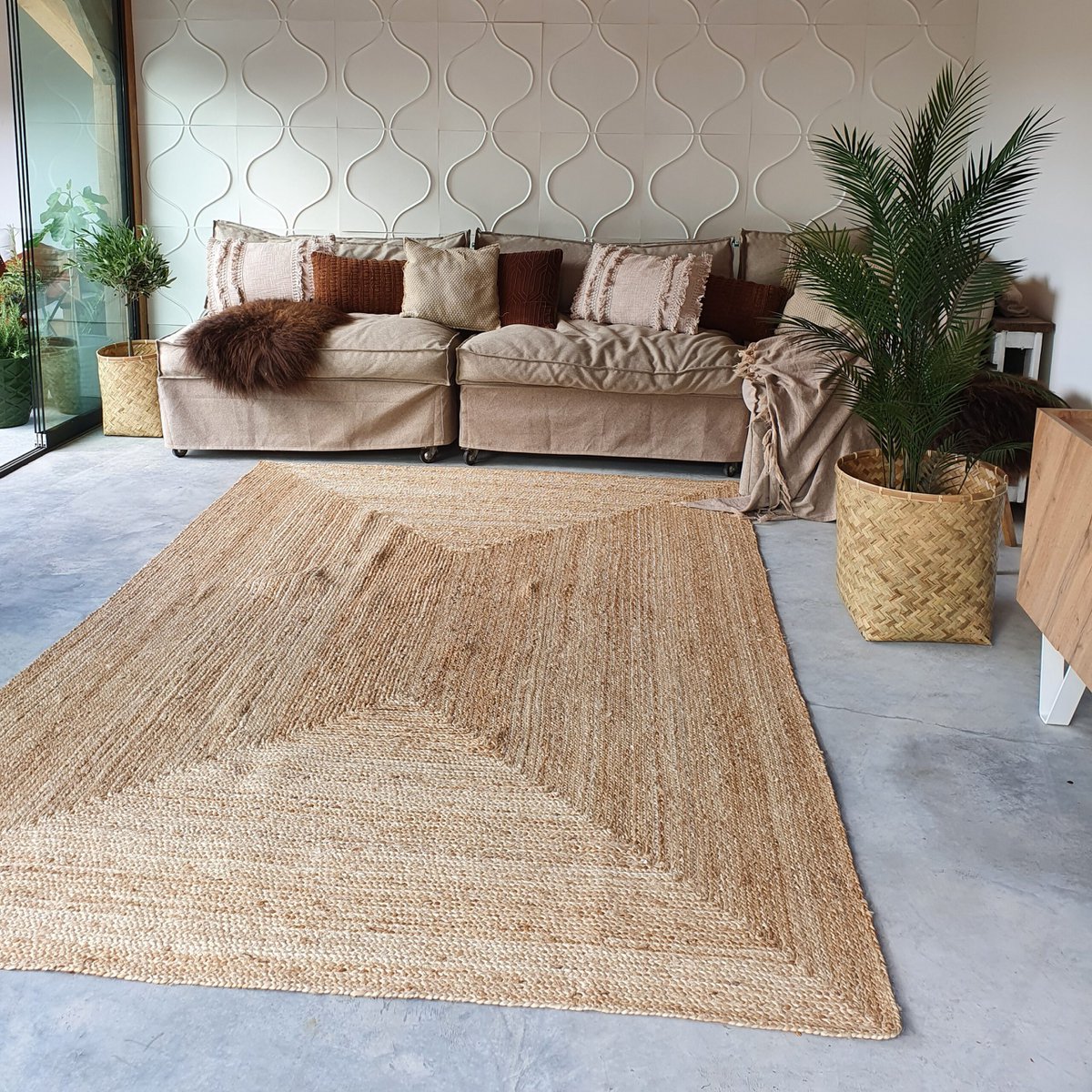 jute rug rectangle natural 200x290cm