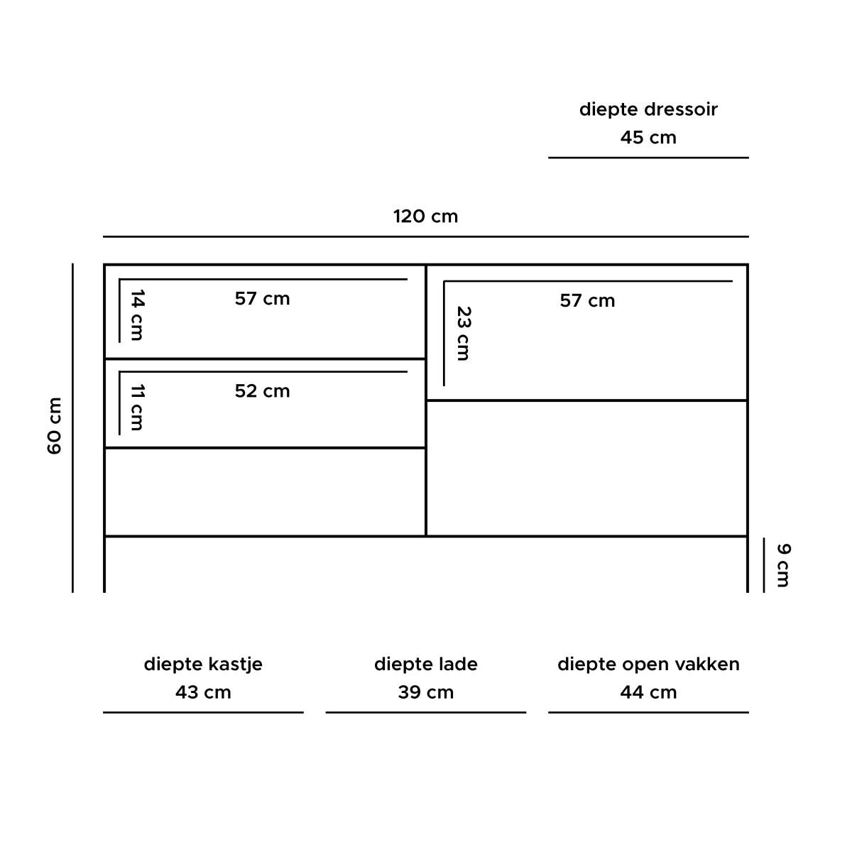 tv dressoir luuk hout/ metaal 120 cm