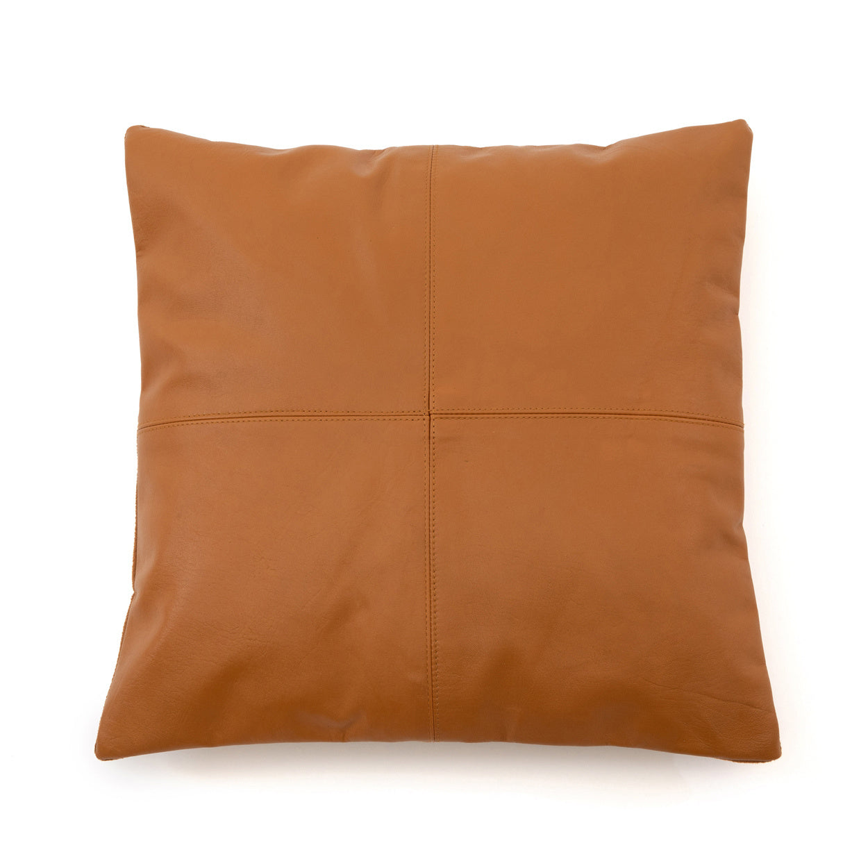 de four panel leather kussenhoes - camel - 40x40