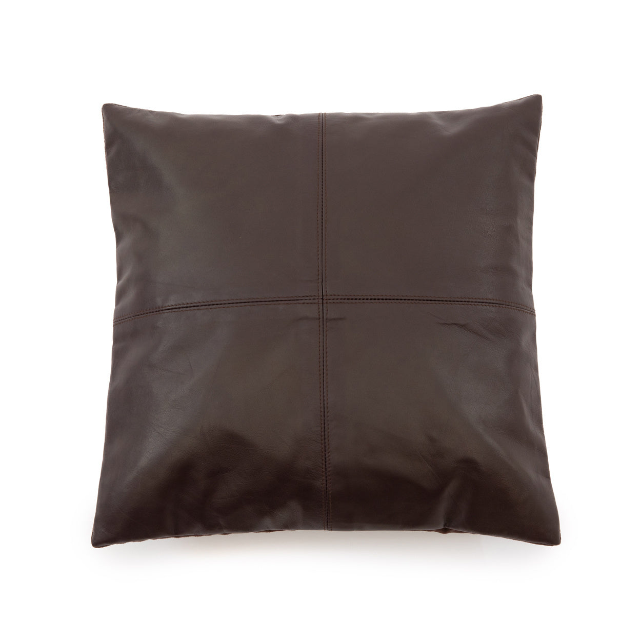 de four panel leather kussenhoes - chocolade - 40x40