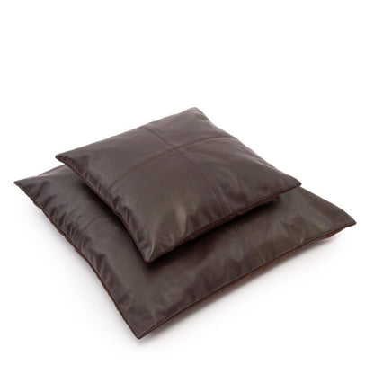 De Four Panel Leather Kussenhoes - Chocolade - 40x40