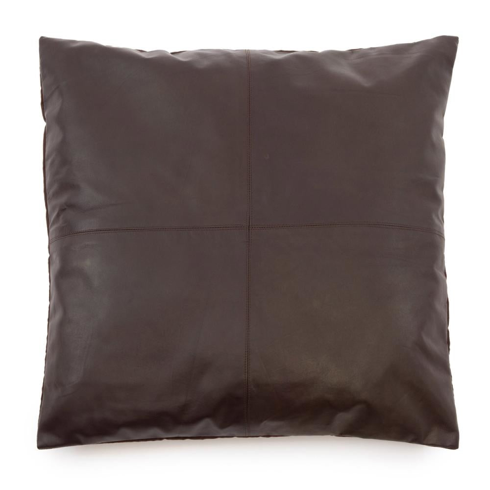 de four panel leather kussenhoes - chocolade - 60x60