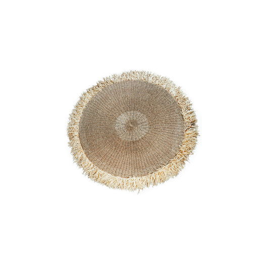 De Raffia Fringed Tapijt - Naturel - 100