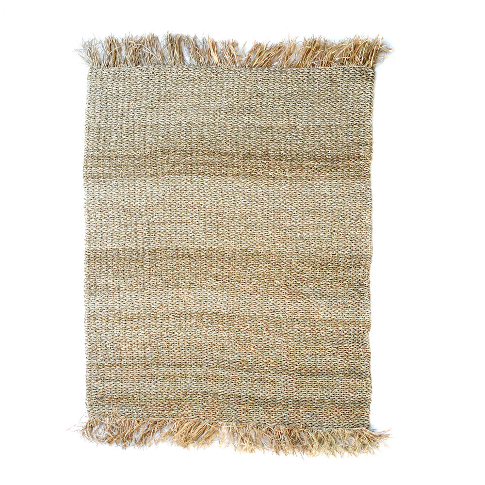 de raffia fringed tapijt - naturel - 180x240