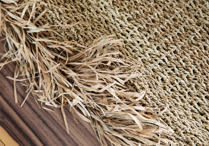 De Raffia Fringed Tapijt - Naturel - 180x240