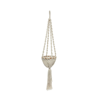 De Twisted Macrame Planthanger - Naturel Wit - S