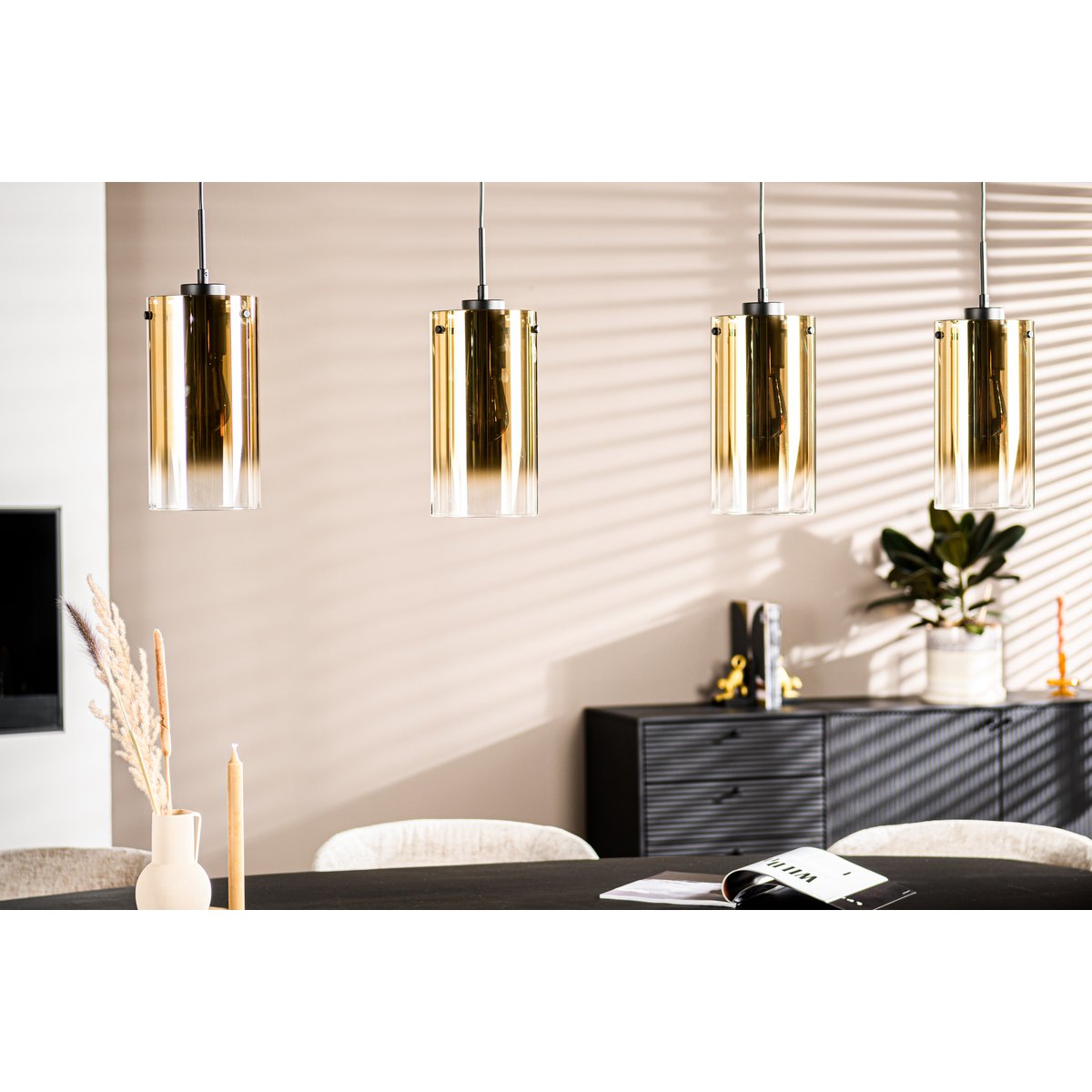 hanglamp, 4-lichts, h850 goud