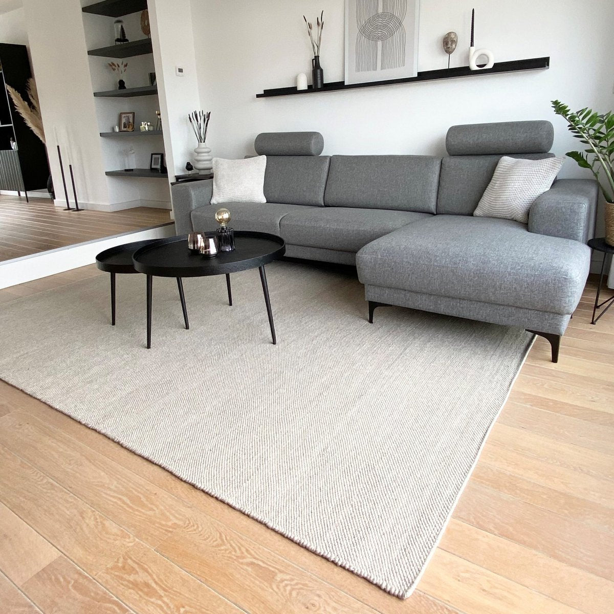 wool rug light gray 160x230cm