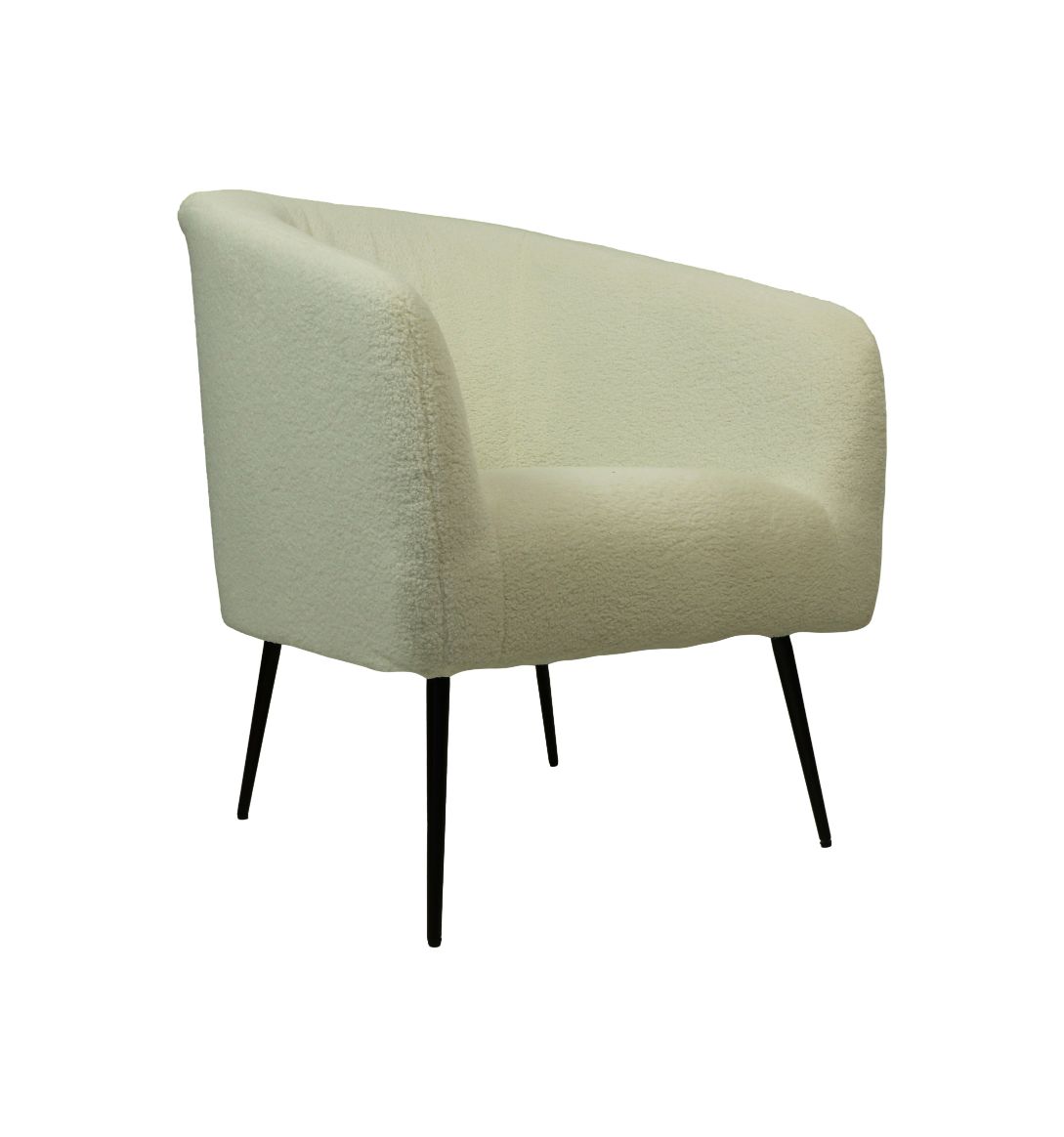 fauteuil - 77x68x83 - wit/zwart - bouclé